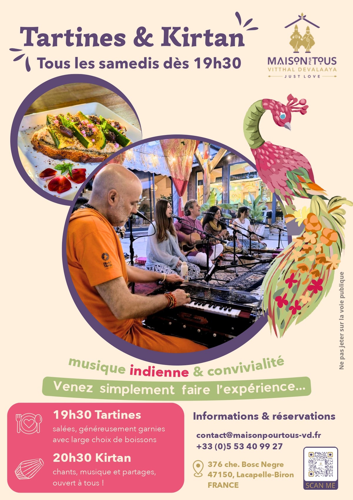 Affiche Tartines & Kirtan — tous les samedis dès 19h30